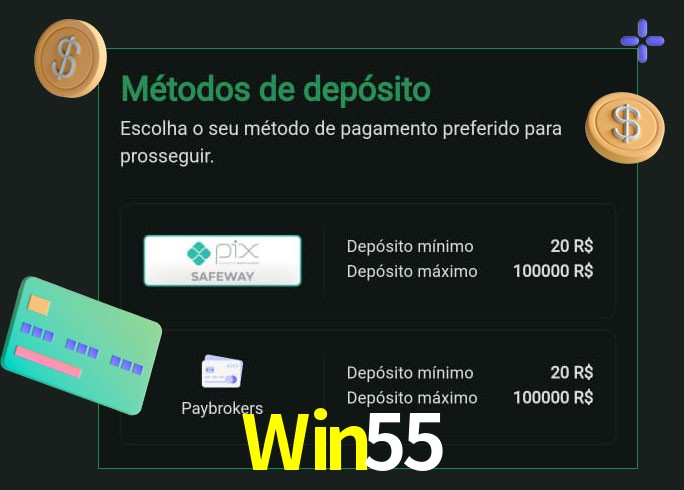 O cassino Win55 oferece uma grande variedade de métodos de pagamento